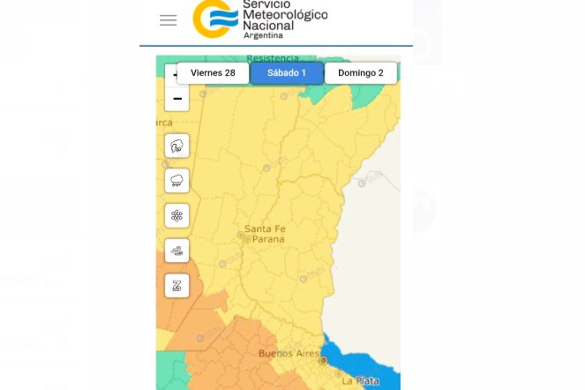 Alerta amarilla por fuertes tormentas en Entre Ríos