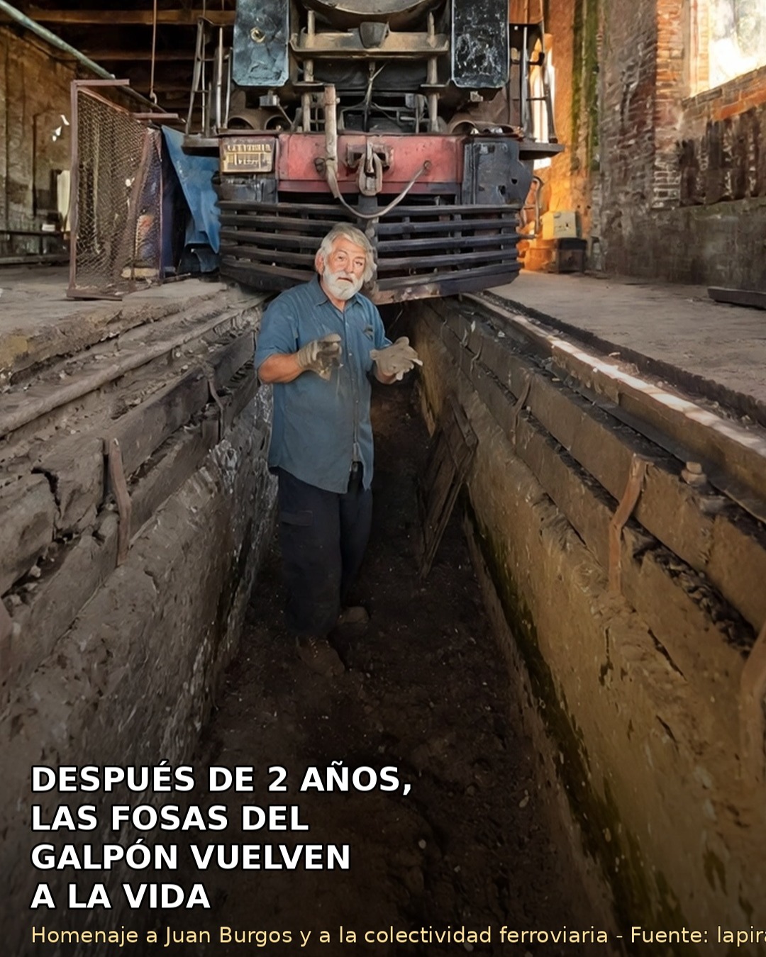 Dos años. Solo. Con una pala y mucho corazón. ❤️🚂

Así Juan Burgos recuperó las fosas del histórico galpón de locomotoras de C. del Uruguay.

Hoy la Henschel 3014 vuelve a brillar.

Homenaje a toda la familia ferroviaria argentina y un pedido: que los municipios y provincias apoyen a estos héroes que conservan nuestra historia.

📸 Foto mejorada e iluminada por Análisis Litoral
Fuente original: @lapiramide.net

#ferroaficionados #museoferroviario #trenes #entrerios #concepciondeluruguay #anlitoral
