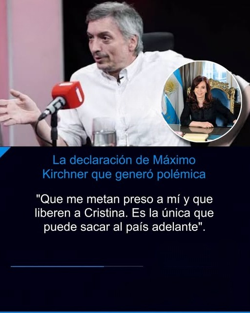 Máximo Kirchner habría sorprendido con una fuerte declaración en medio de la situación judicial de Cristina Fernández de Kirchner. El dirigente habría pedido que cualquier condena recaiga sobre él y que su madre sea liberada, argumentando que "el país la necesita" y que sería la única dirigente capaz de sacar a la Argentina adelante.
La frase rápidamente generaría repercusiones en redes sociales y abriría un nuevo debate entre sus seguidores y detractores.
⚠️ CONTENIDO FICTICIO. Esta publicación es humorística y no corresponde a una declaración real.
 #Argentina ,#Politica, #Viral,#AnalisisLitoral, #EntreRios, #PoliticaEntreRios, #Concordia, #Parana, #PoliticaArgentina, #LitoralArgentino, #Federalismo, #Poder, #Actualidad, @eloncecom, @elentrerios, @diarioriouruguay, @infobae, @todonoticias, @lanacion, @rosariotres, @diariolacapital, @lavozcomar, @cadena3com