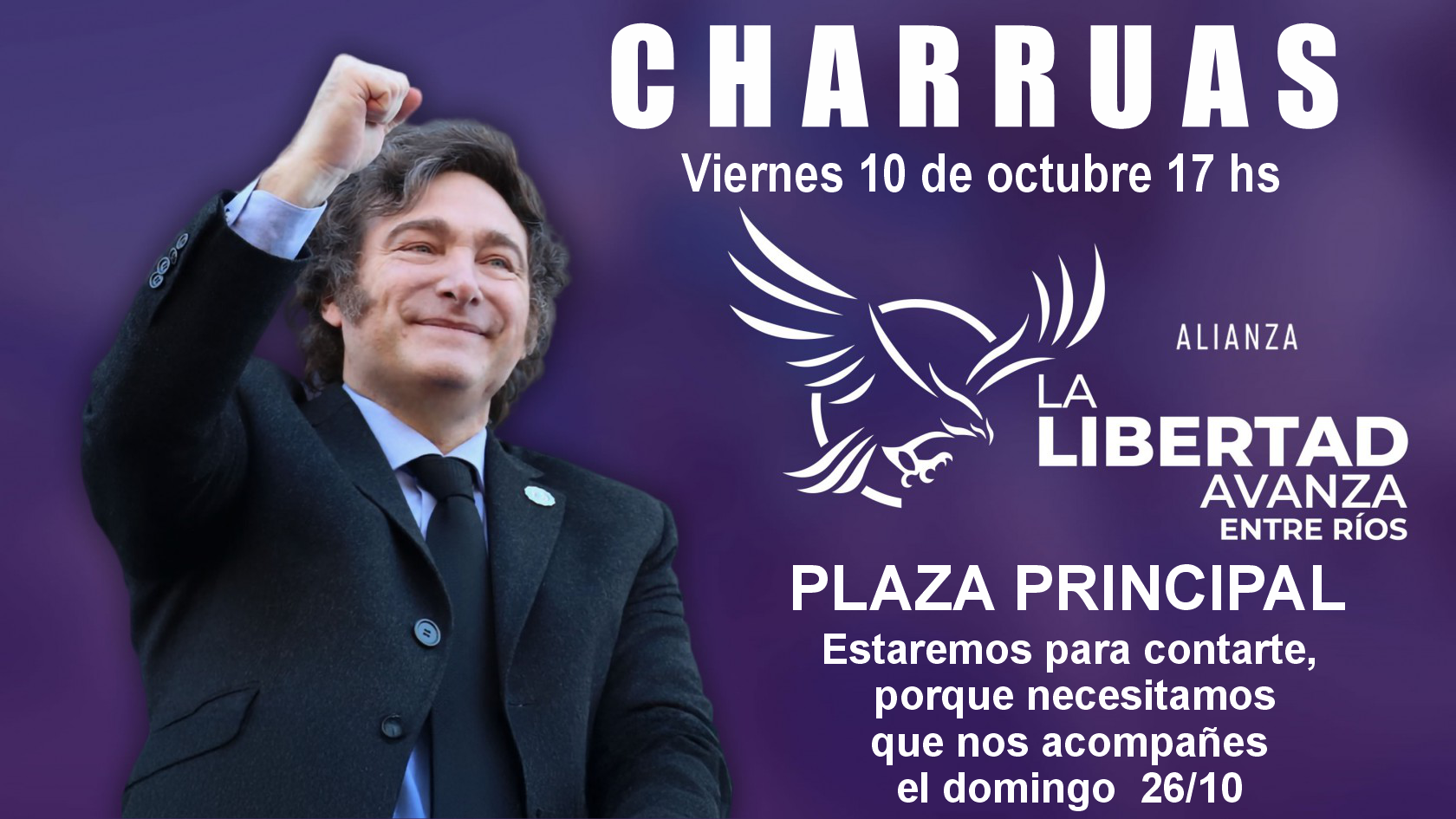 La Libertad Avanza llega a Charrúas: convocatoria para este viernes en la plaza principal