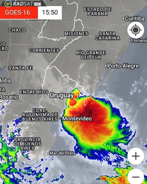🔴Imágenes de satélite muestran áreas de severas tormentas avanzando entre Uruguay y extremo sur del Brasil.
⚠️ATENCION: Mañana viernes (17) comienza una oleada de #tormentas que estará afectando el sur del litoral argentino (Entre Rios y sur de Corrientes), Uruguay y sur del Brasil.
Durante el domingo estás tormentas avanzarán sobre el centro/norte de #Corrientes y #Misiones.
🛰️Nosotros estaremos monitoreando el avance de las tormentas y emitiendo actualizaciones #clima