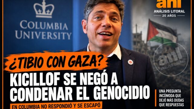 ¿Una preautopsia política para Kicillof? La pregunta que no quiso responder en Columbia

Axel Kicillof fue a la Universidad de Columbia para hablar de geopolítica, del nuevo orden mundial y del futuro de la Argentina. Pero al salir del auditorio apareció una pregunta mucho más concreta: ¿cuál es su posición frente a Gaza y a las acusaciones de genocidio contra Israel?

La periodista Silvina Sterin Pensel se lo preguntó directamente. “A vos se te dice a veces que sos tibio con ese tema”, le planteó.

Kicillof pidió esperar, aseguró que ya había hablado del tema y evitó responder en ese momento. Cuando la periodista insistió, el intercambio se volvió tenso. “No podés hacer eso”, le dijo el gobernador. Finalmente, su ministra de Comunicación Pública, Jesica Rey, intervino y confirmó que Kicillof no quería responder sobre ese punto.

El episodio resulta llamativo porque minutos antes Kicillof había hablado precisamente sobre el escenario geopolítico internacional en Columbia.

Y acá aparece la pregunta política que queda abierta: ¿qué sucede cuando un dirigente que busca proyectarse hacia 2027 deja el discurso preparado y tiene que responder, sin intermediarios, una pregunta incómoda?

La escena ya generó repercusión y volvió a poner bajo la lupa la posición de Kicillof frente al conflicto de Gaza.

¿Fue simplemente una decisión de no responder o una señal de incomodidad política?

Mirá el video y sacá tus propias conclusiones.

Nota completa en Análisis Litoral:
www.analisislitoral.com.ar

#Kicillof #Gaza #Israel #Palestina #Columbia #AxelKicillof #PoliticaArgentina #MDF #Peronismo #AnálisisLitoral