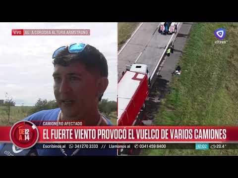 Fuerte temporal en la región con vuelco de camiones - youtube