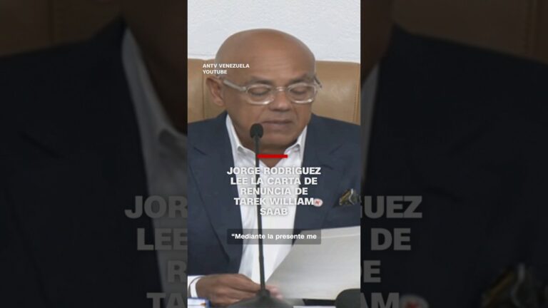Jorge Rodríguez lee la carta de renuncia de Tarek Williams Saab - youtube