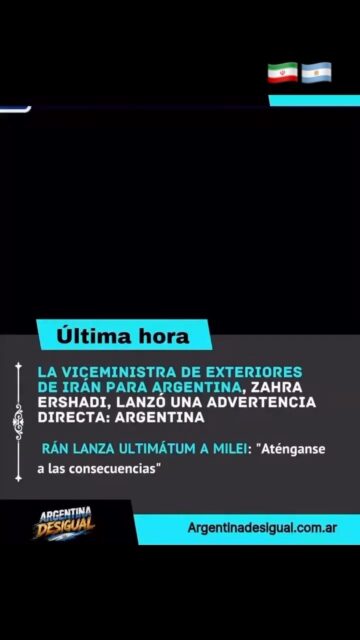 ¿AMENAZA O ESTRATEGIA
DIPLOMÁTICA?
Lo que Irán le dijo a Argentina (y lo que realmente significa).
EL HECHO
La viceministra de Exteriores de Irán para América, Zahra Ershadi, lanzó una advertencia directa:
Argentina “conllevará responsabilidad internacional”
por apoyar a EE.UU. e Israel en su agresión contra Teherán.
No es una columna de opinión. Es la posición oficial del Estado iraní.
¿QUÉ SIGNIFICA
“RESPONSABILIDAD INTERNACIONAL”?
Que Irán podría activar canales legales en tribunales como la CIJ
(Corte Internacional de Justicia) o buscar sanciones/resoluciones en la ONU.
El peso está en lo jurídico у diplomático, no en una amenaza militar directa.
¿POR QUÉ AHORA?
Es la respuesta al giro de 180 grados de Javier Milei:
Traslado de la embajada a
Jerusalén.
Declaración de Hamás como
terrorista.
Apoyo explícito a los ataques de Israel у EE.UU. contra objetivos
Irán considera ese respaldo como una “violación a sus obligaciones” y una provocación soberana.
EL ANTECEDENTE QUE PESA
Argentina tiene una herida abierta con Irán por el atentado a la AMIA
(1994). Aunque la causa está estancada, cualquier roce reaviva la tensión histórica entre ambos países.
• ¿DEBERÍA PREOCUPARNOS?
En el corto plazo, el riesgo militar es casi nulo (estamos a 14.000 km y el foco iraní está en Medio Oriente).
El verdadero peligro está en el plano legal: si EE.UU. o Israel usan suelo/ apoyo argentino para un
suelo/ apoyo argentino para un ataque formal, Teherán podría pedir la detención de funcionarios argentinos en viajes internacionales por “crímenes de guerra”.
CONCLUSIÓN
Es un ultimátum retórico y diplomático, no una declaración de guerra.
Milei apuesta a que el respaldo de
EE.UU. pesa más que el malestar de Teherán. Por ahora, el tablero se juega en Washington y Tel Aviv, no en Buenos Aires.
¿Qué opinás? ¿Es una advertencia seria o solo presión política?