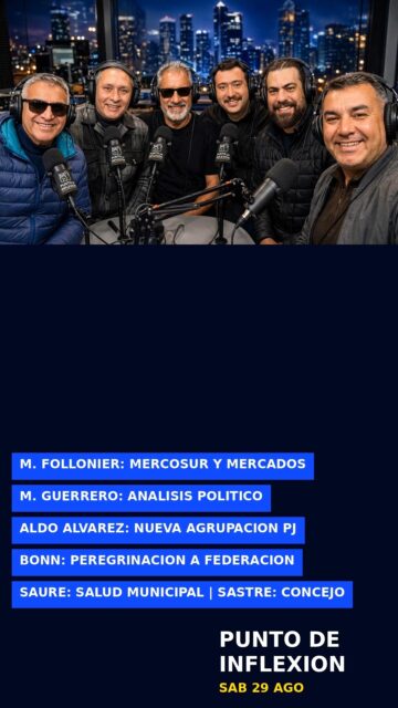 Punto de Inflexión es el nuevo programa periodístico que desde este sábado 11 de julio se emitirá todos los sábados de 9 a 12 por FM 106.10 MHz y en simultáneo por streaming. La propuesta reúne a los equipos de 7Páginas, Análisis Litoral y FM 106.10 para ofrecer un espacio dedicado a la política, la economía, el turismo, la producción, el comercio, el deporte y los principales temas que marcan la agenda de Concordia, Entre Ríos, el Litoral argentino y el país. Telefono para dejar mensajes : 3454320111 canal de youtube: https://www.youtube.com/@RivadaviaFM ---https://www.analisislitoral.com.ar/punto-de-inflexion-fm-106-10/