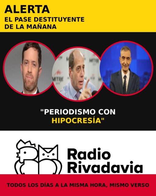 L PASE DESTITUYENTE DE LA MAÑANA 🎙️
Todos los días a la misma hora, el mismo verso. Tres micrófonos que se dicen "independientes" pero hacen periodismo con hipocresía.
Esmerilan, operan y tiran comentarios con doble intención contra un gobierno que fue elegido por el 56% de los argentinos y que hoy está cumpliendo lo que prometió en campaña.
No informan. Militan el fracaso.
El pueblo votó un cambio. Respeten la democracia.
¿Hasta cuándo el pase del odio? #ElPaseDestituyente #PeriodismoConHipocresia #RadioRivadavia #OperacionMediatica
#GobiernoLegitimo #56PorCiento #Democracia #LaVozDelPueblo #BastaDeOperetas
#Milei #LLA #Argentina #PoliticaArgentina #AnalisisLitoral #Rosario #SantaFe
#NoALaMentira #YoBancoAlGobierno @radiorivadavia @rivadavia630
@jonatanviale @cristinaperez @eduardo_feinmann
@javiermilei @lalibertadavanza