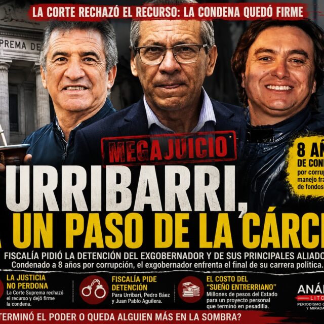 🔥 DEL “SUEÑO ENTRERRIANO” A LA PRISIÓN: URRIBARRI, CADA VEZ MÁS CERCA DE LA CÁRCEL

La Corte Suprema rechazó el recurso presentado contra la condena de 8 años. Ahora Fiscalía pidió su detención. El exgobernador que alguna vez soñó con llegar a la Casa Rosada enfrenta el capítulo más duro de su carrera política.

Urribarri fue condenado por hechos vinculados al manejo de publicidad oficial, contrataciones y utilización de fondos públicos. La Justicia consideró probado un entramado que involucró a funcionarios, empresarios y personas de su entorno.

Ahora la pregunta es inevitable:

❓ ¿Se terminó definitivamente la carrera política de Urribarri o todavía queda alguna carta judicial por jugar?

Y una pregunta todavía más incómoda:

¿Cuánto le costó a Entre Ríos aquel “Sueño Entrerriano”?

📍 ANÁLISIS LITORAL | Periodismo con memoria, contexto y mirada crítica.

#Urribarri #EntreRíos #Corrupción #Justicia #Política #PolíticaArgentina #EntreRíosPolítica #Concordia #Paraná #SueñoEntrerriano #CorteSuprema #Fiscalía #JusticiaArgentina #CorrupciónPolítica #Actualidad #Noticias #AnálisisLitoral #Argentina