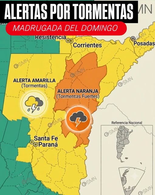 ATENCIÓN : Domingo 19/7, nuevo brote de tormentas desde la madrugada del domingo sobre el litoral argentino. 1 752268112 1902866320410243 8725324742849778347 n