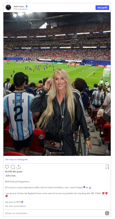 “Me pregunto si mi relación sobrevivirá a este partido”: así vivió la semifinal Kelci-Rose Bowers, la pareja inglesa de Marcos Senesi 2 Captura de pantalla 2026 07 16 172140