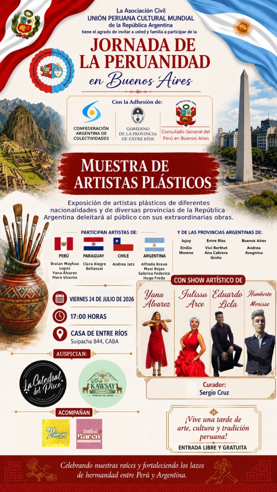 "Unidos en la Cultura III" reunirá al arte latinoamericano en la Casa de Entre Ríos 1 WhatsApp Image 2026 07 22 at 11.46.28