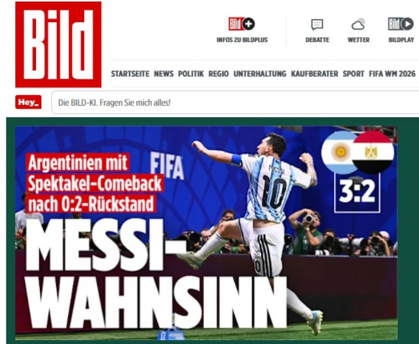 "Milagro", "Dioses" y más: el mundo habla de la Selección Argentina 3 seleccion argentina egipto portada bild w862