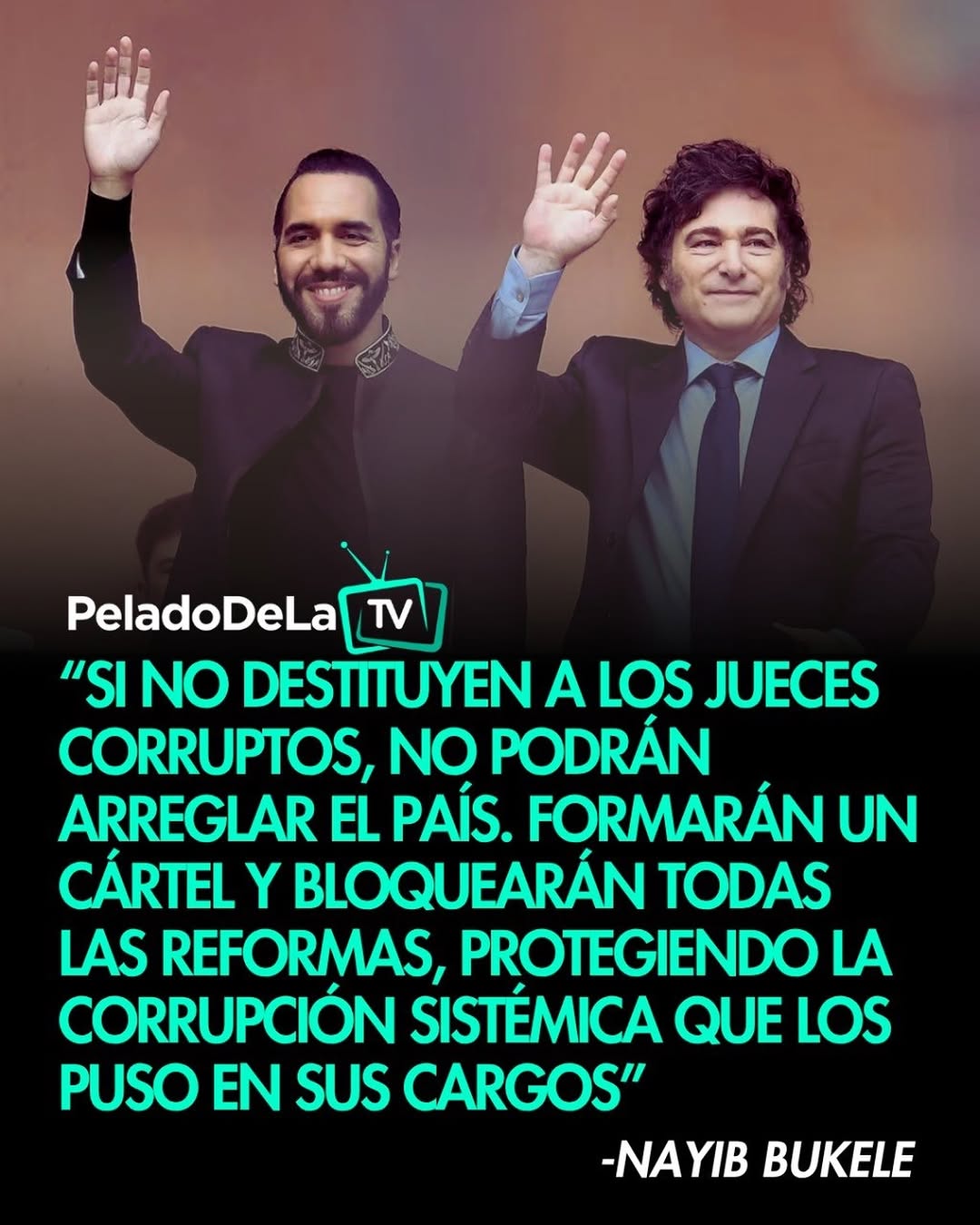 👇🏻 ¿TENÍA RAZÓN BUKELE?
“Si no destituyen a los jueces corruptos, no podrán arreglar el país. Formarán un cártel (una dictadura judicial) y bloquearán todas las reformas, protegiendo la corrupción sistémica que los puso en sus cargos” #AnalisisLitoral #Justicia #PoliticaArgentina #Impunidad #Poder #Argentina #EntreRios #LitoralArgentino #CABA #AMBA
@infobae @clarincom @lanacion @todonoticias @perfilcom @ambitocom @a24com @c5n @eloncecom @elentrerios